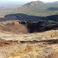 The crater at the top of the volcano