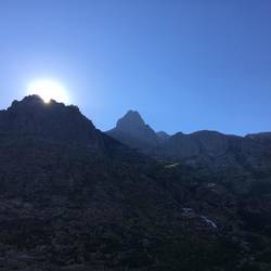 Sun rising in Restonica Valley