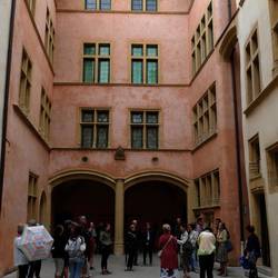 On the guided walking tour.
