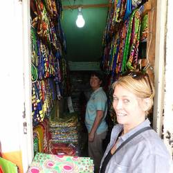 Fabric shopping at the hole in the wall shop