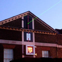 Laser projected from the observatory marking the Prime Meridian line