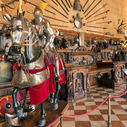 A display of armour at Warwick Castle