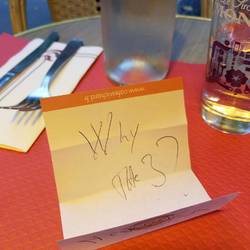 The waiter Jean kept playfully flirting with me and had me guess a number. He said that as a Sagittarius (and 