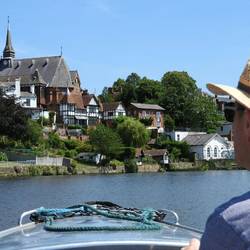 Motor boating on the river