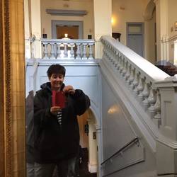 "selfie" on the staircase inside the pub.