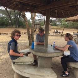 lunch fighting off the monkeys in the serengeti