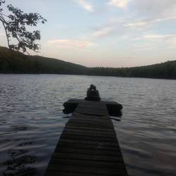 Beautiful evening mood over the lake with us two