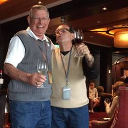 Cliff giving Roger a kiss @ our wine tasting