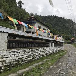 Prayer wheels on the way to Chame