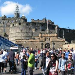 Edinburgh Castle wall with parade ground in front