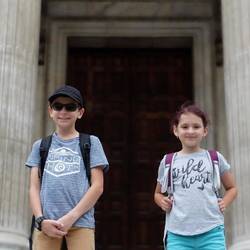 On the steps of St Paul's Cathedral
