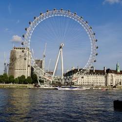 The London Eye, with rare blue skies