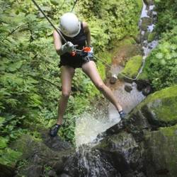 Canyoning down a waterfall