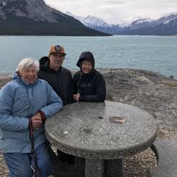 Allin's Table at Windy Point, Lake Abraham. Alice, Ian, Caty