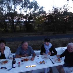 Enjoying dinner on the deck