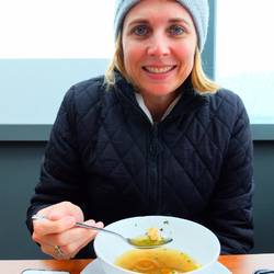 Cheese dumpling in beef broth