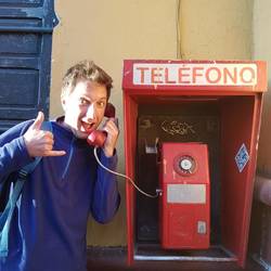 Old style public telephone