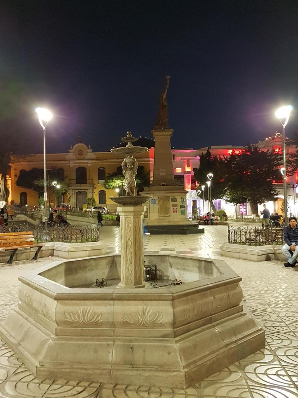 Beautiful fountains adorne the square