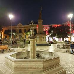 Beautiful fountains adorne the square