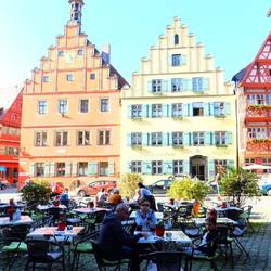 Coffee in Dinkelsbühl. We played the "which house would we live in" game with these