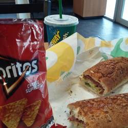 Pizza sub and one of the few fountain drinks we could find