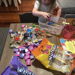 Sorting the candy before the big night