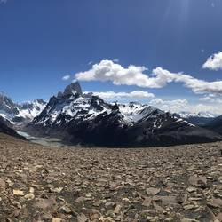 Highest peak is Fitz Roy, ropes needed so won't be able to climb to the top