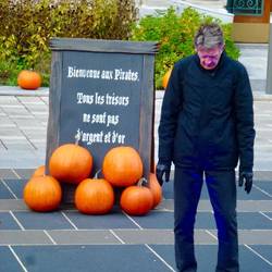 The lights in the pavement changing colour.