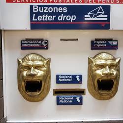 A mail drop box at the post office