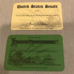 My passes into the Senate and Congress