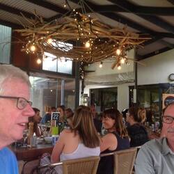 Peter and Hank at lunch