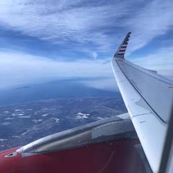 View from the plane as smoke clears
