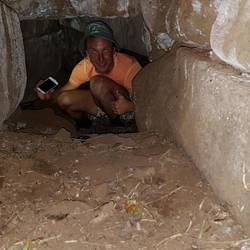 At the end of the horizontal hole inside