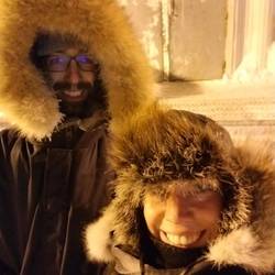 On our way to the community feast and games....chilly evening.