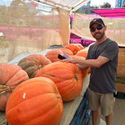 Ted with the giant pumpkins