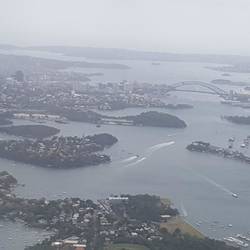 View of the city and harbour as we approach the airport.