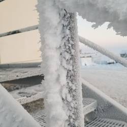Seriously a frozen place. Wind swept frozen rails.