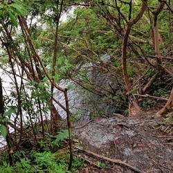 End of trail. River below.