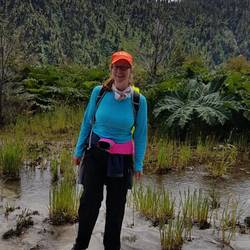 Melinda enjoying walking in the water