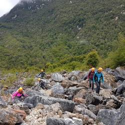 Across the boulders