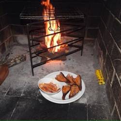 Cooking crayfish on the indoor braai!