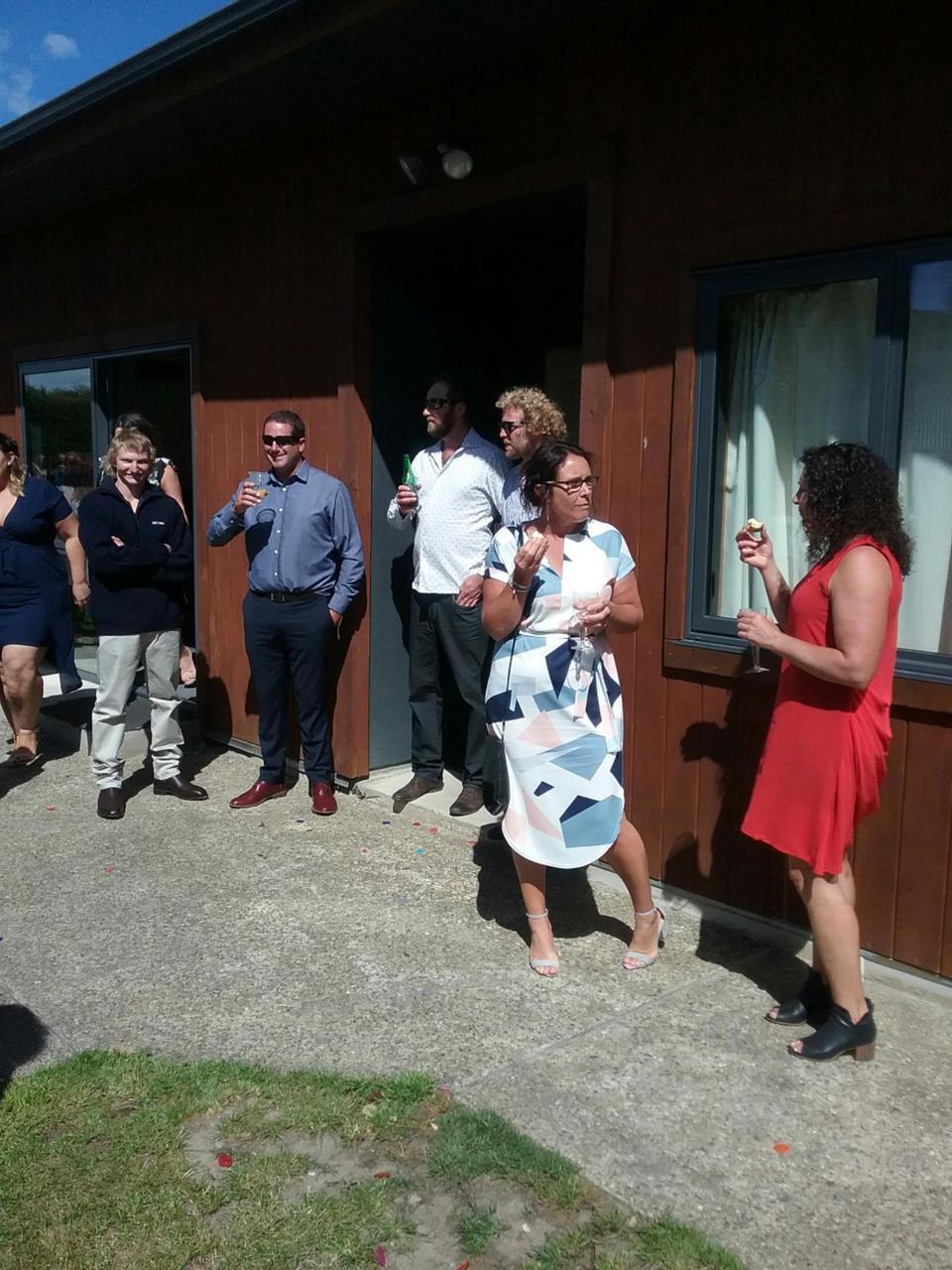 Pleny of room around the farm to chat and drink