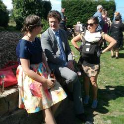 Friends enjoying the day. Baby asleep