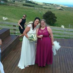 Lovely photo of the sisters with sea views