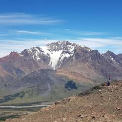 Colored volcanic hills on the other side