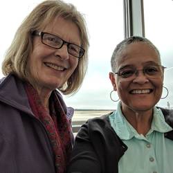 Marian & I waiting for our flight