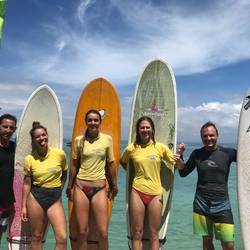 Surfing with Fabio and some of Anna's yoga friends