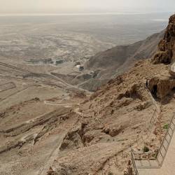 View from the cable car of Masada.
