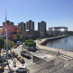 View of La Boca Harbor from PROA museum