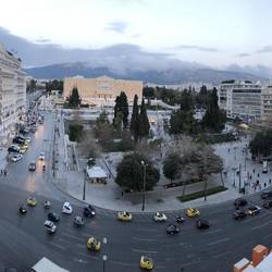 Syntagma Square view from Public rooftop restaurant